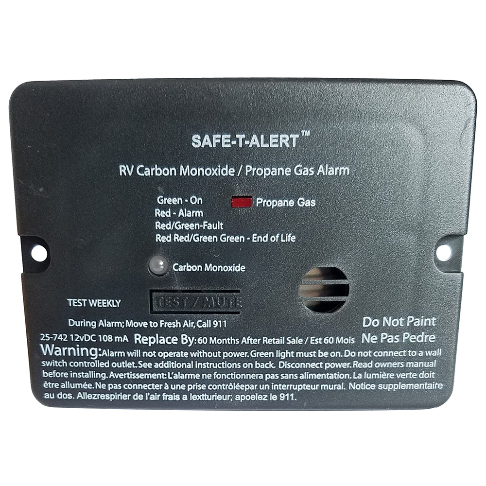 Safe-T-Alert 25-742-BL mini flush mount carbon monoxide and propane alarm, black