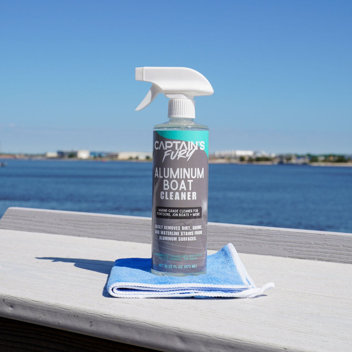 Spraying aluminum boat cleaner