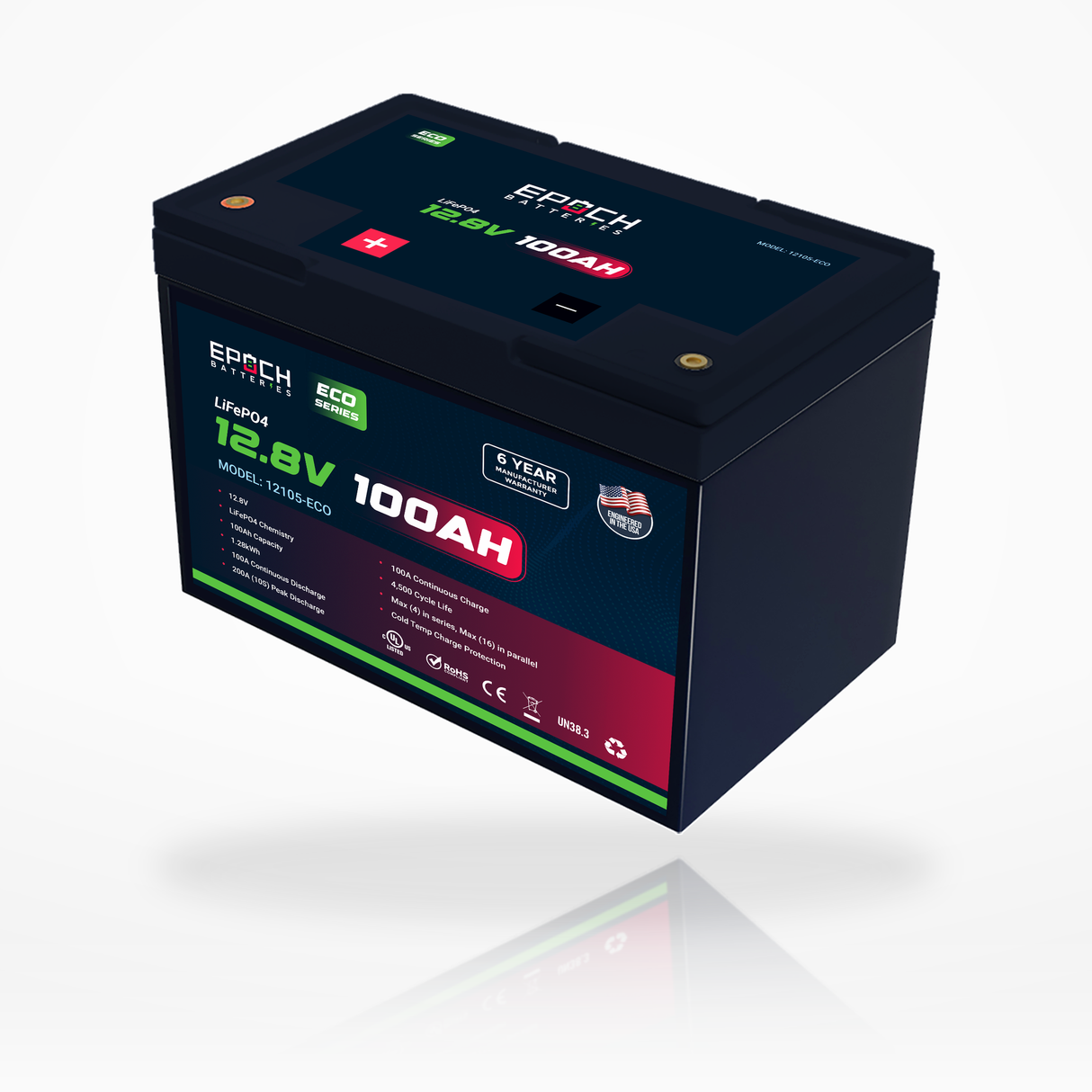 12V 100Ah Eco Series LiFePO4 Battery (1.28kWh) — image 2
