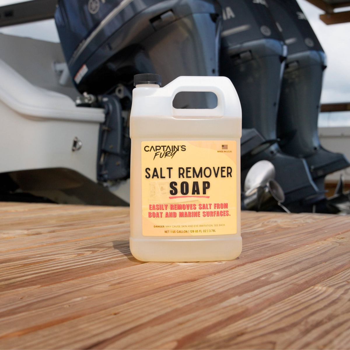 Salt remover soap gallon on dock