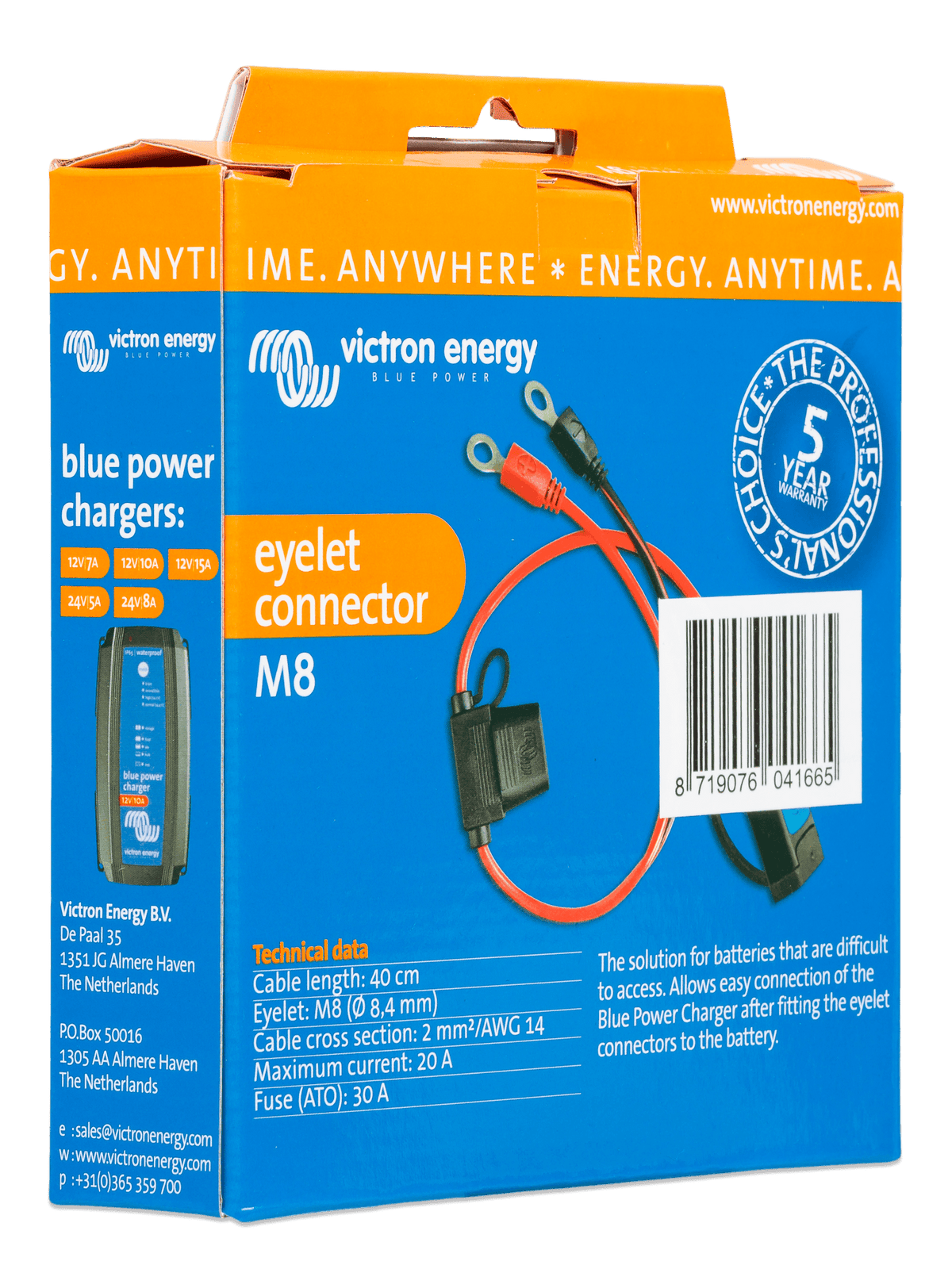 Victron M8 eyelet connector (with 30A ATO fuse) - box
