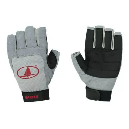 Harken Classic 3/4-Finger Sailing Gloves — Gray, Medium — 2563M