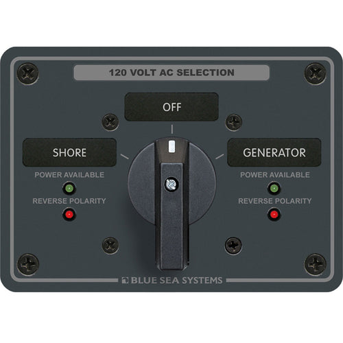 Blue Sea 8365 AC Rotary Switch Panel 65 Ampere 2 Positions + OFF, 2 Pole [8365]