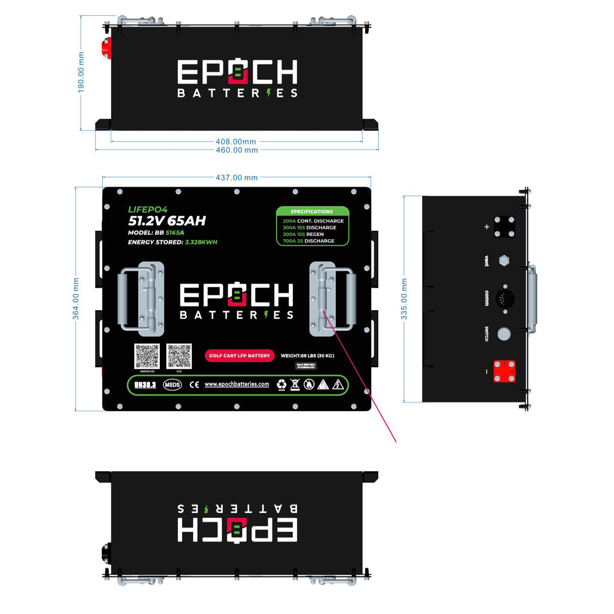 48V 65Ah Golf Cart Battery Complete Kit - Lithium (LiFePO4) — image 4