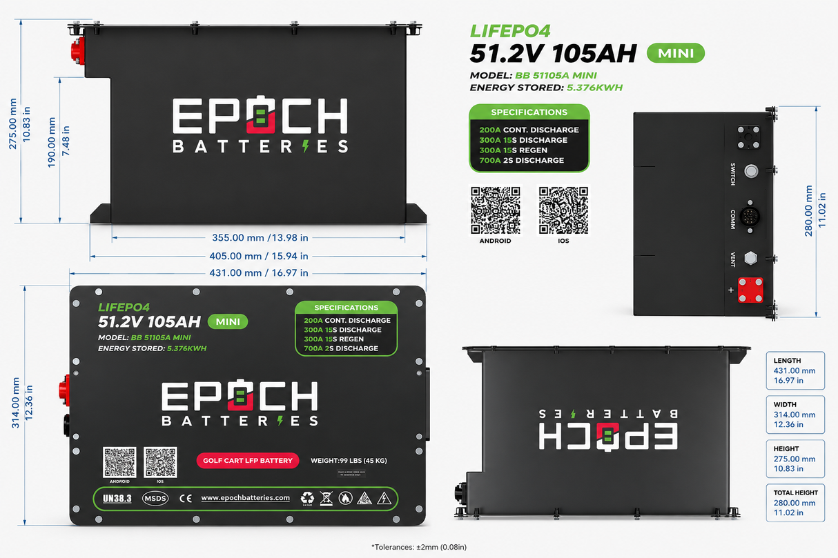 48V 105Ah MINI Golf Cart Battery Complete Kit - Lithium (LiFePO4) — image 2