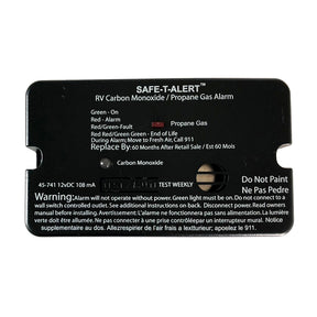 Safe-T-Alert 45-741-BL 45 Series Carbon Monoxide & Propane Alarm - 12V Surface Mount - Black