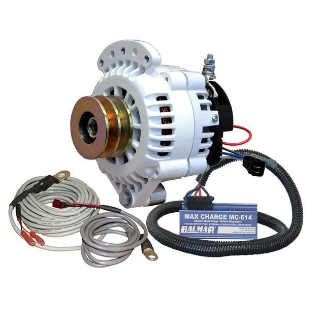 Balmar Alternator 120 AMP 12V 1-2" Single Foot Spindle Mount Dual Vee Pulley Regulator & Temp Sensor [621-VUP-MC-120-DV]
