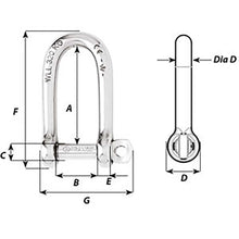Wichard Self-Locking Long D Shackle - Diameter 6mm - 1/4" [1213W]