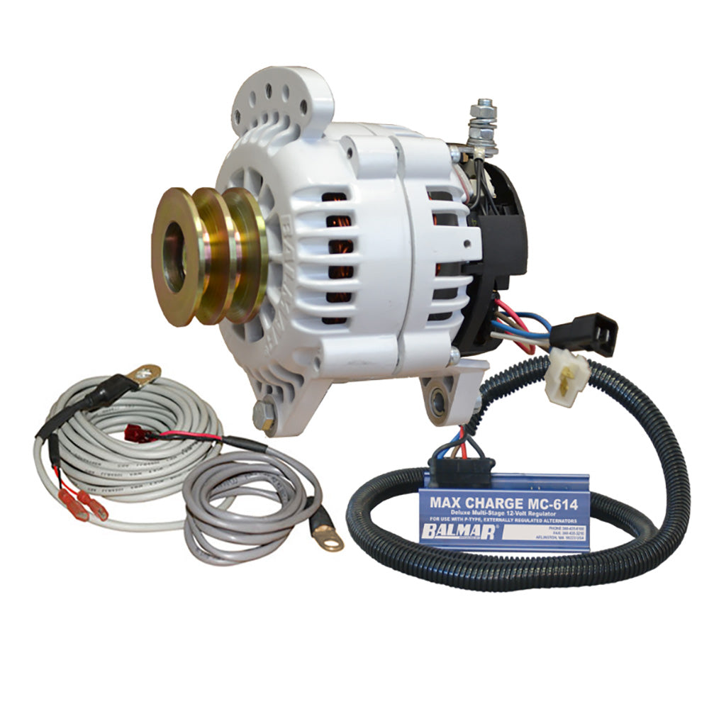 Balmar Alternator 120 AMP Kit 12V 3.15" Dual Foot Saddle Dual Vee Pulley Regulator & Temp Sensor [60-YP-MC-120-DV]