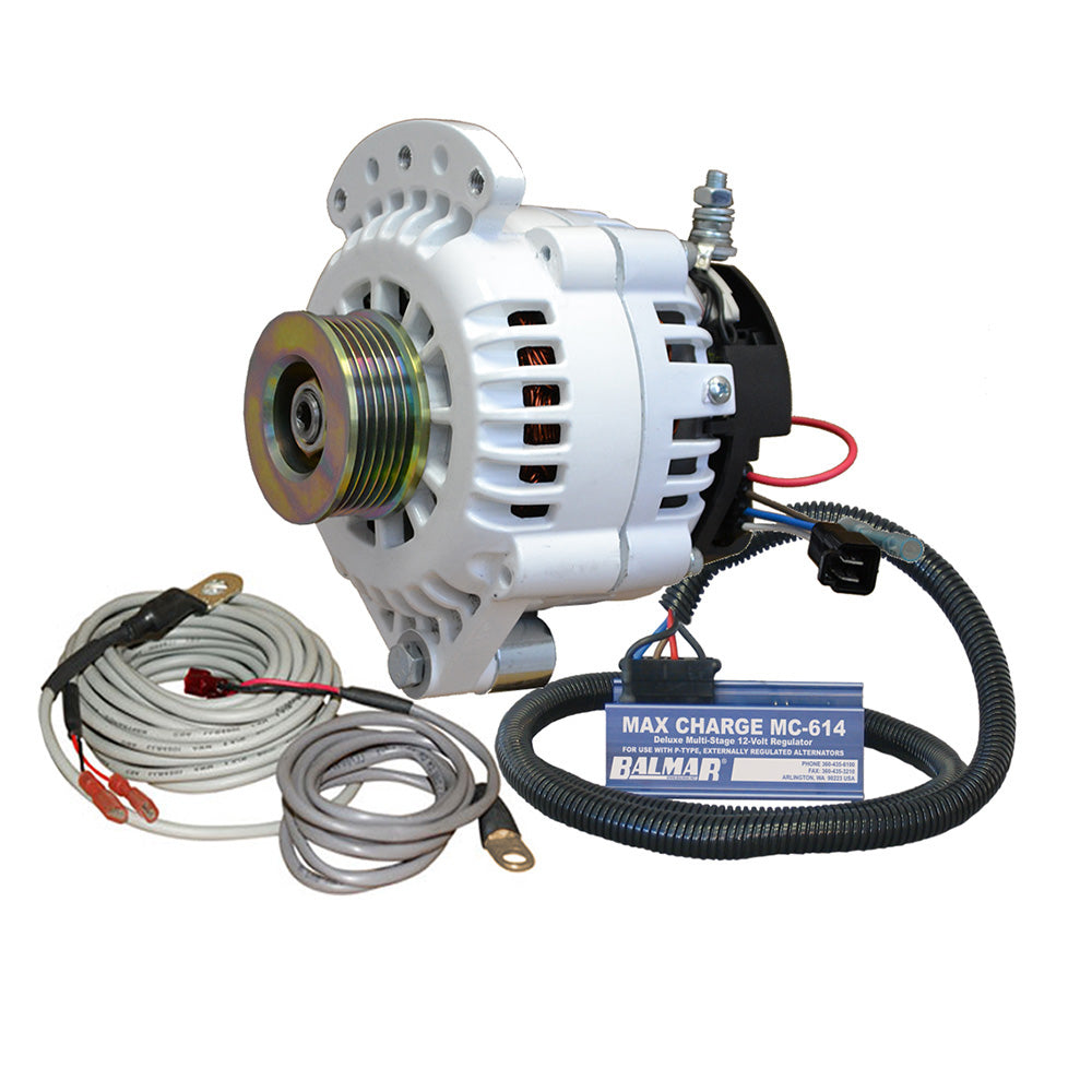 Balmar Alternator 100 AMP Kit 12V 1-2" Single Foot Spindle Mount K6 Pulley Regulator & Temp Sensor [621-VUP-MC-100-K6]