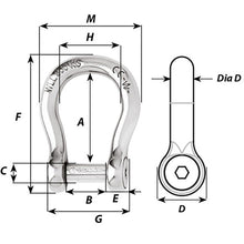 Wichard Self-Locking Allen Head Pin Bow Shackle - 6mm Diameter - 1/4" [1343W]
