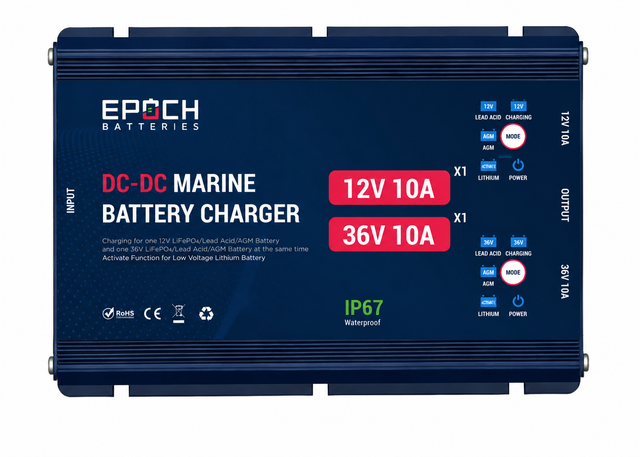 Dual-Output 12V/36V Marine DC-DC Charger | Charge on the Run