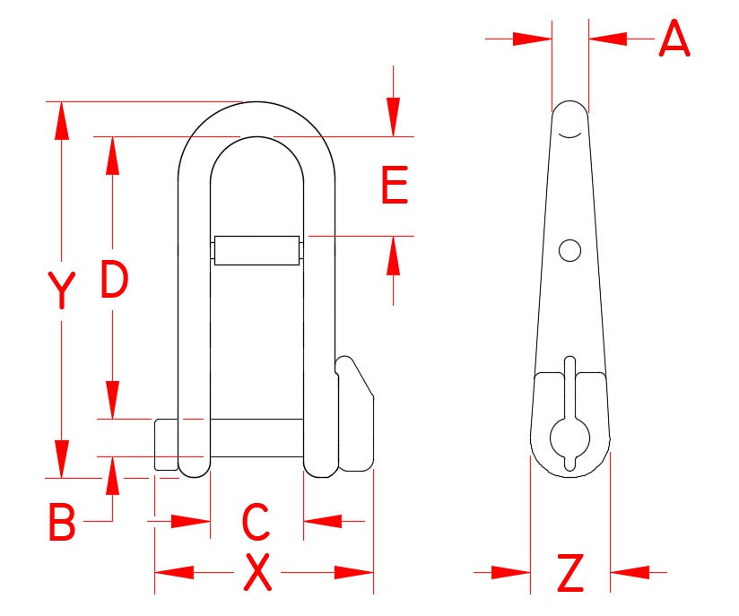 Halyard Shackle with Key Pin