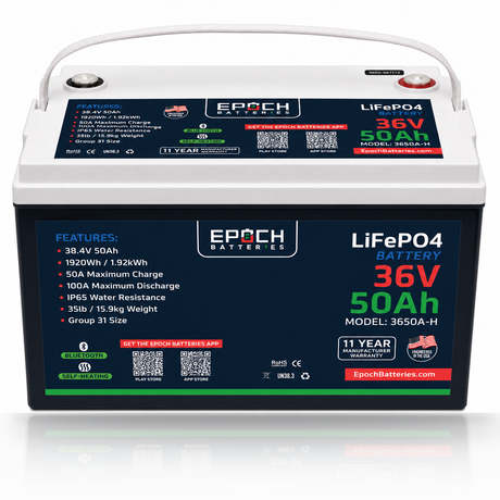 36V 50Ah Essential Series LiFePO4 Battery (1.92kWh)