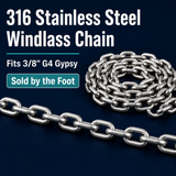 3/8-Inch 316 Stainless Steel G4-Compatible Windlass Chain — By Foot