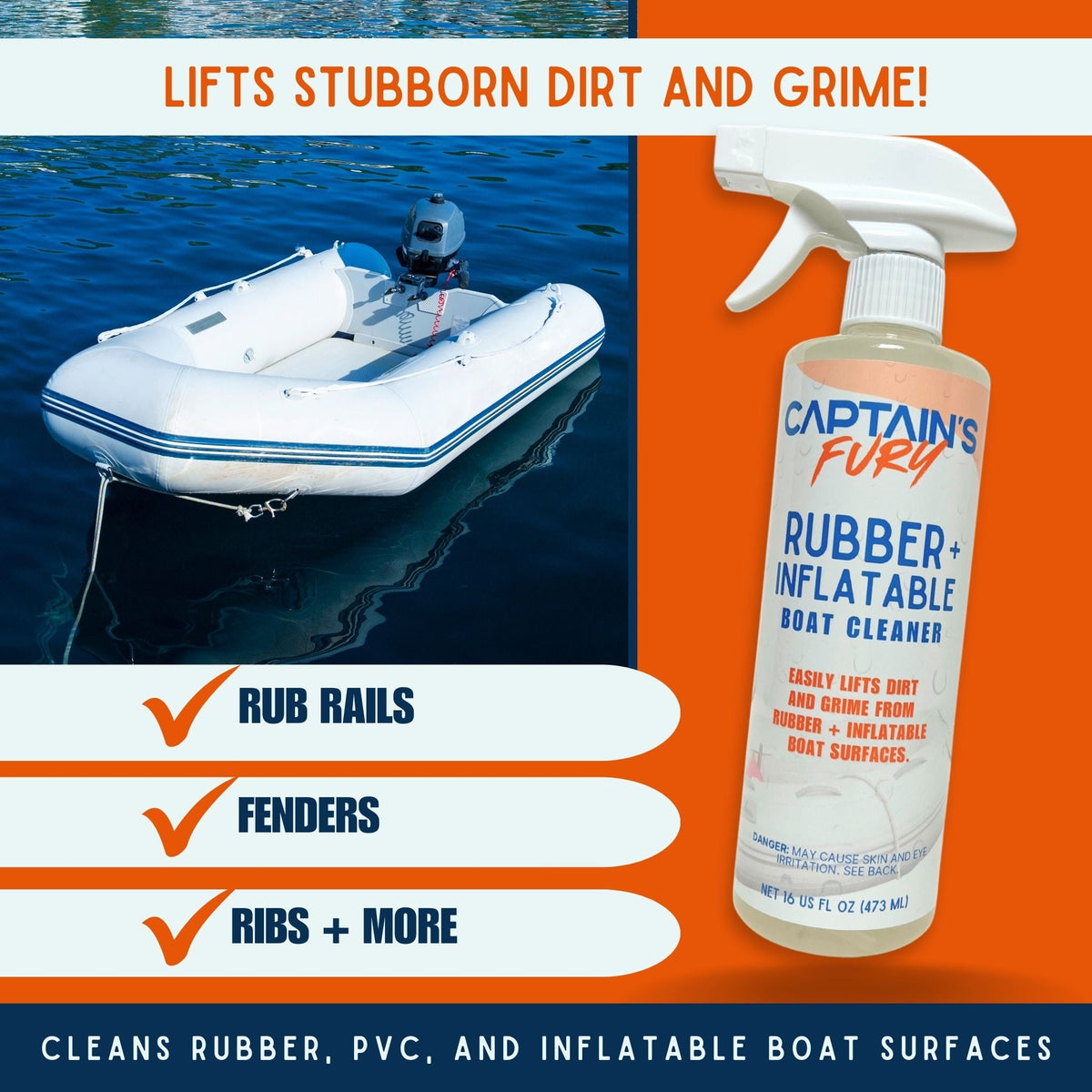 Inflatable boat cleaner features