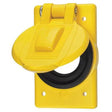 Hubbell HBL74CM24WO yellow weatherproof lift cover, lid closed
