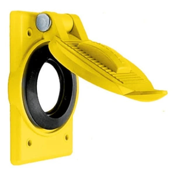 Hubbell HBL74CM24WO lift cover side view, lid open