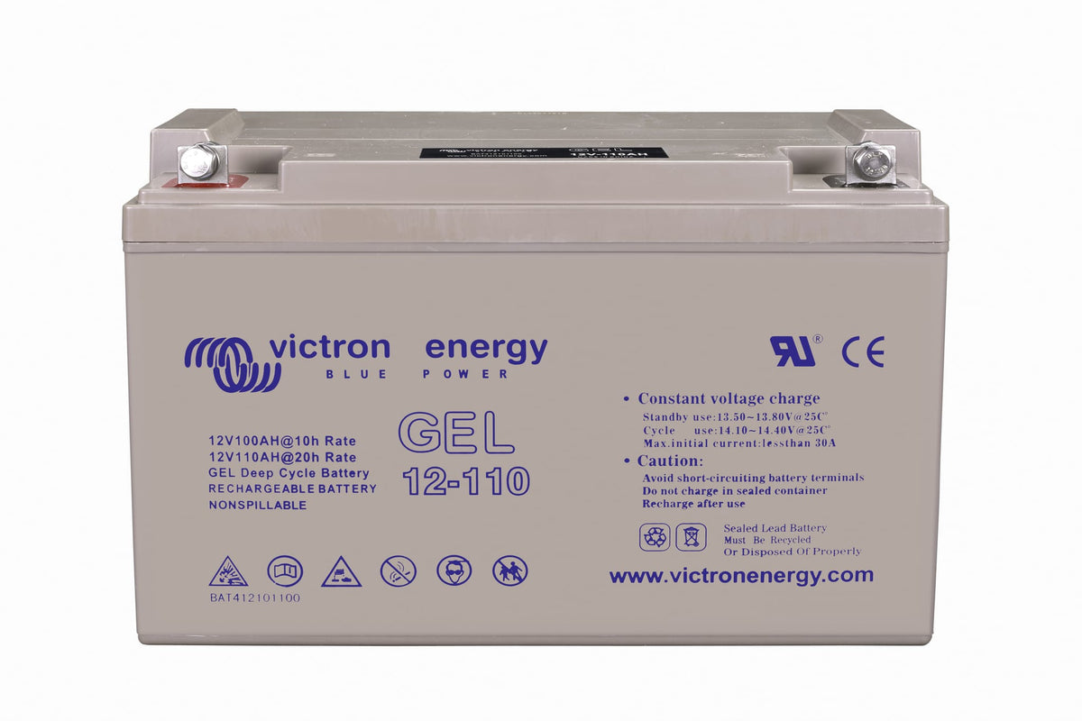 Victron 12V/110Ah Gel Deep Cycle Battery - front-angle
