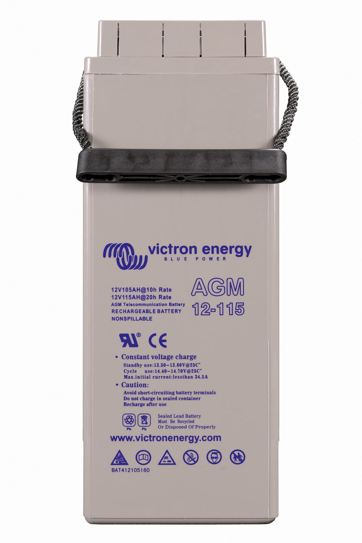 Victron 12V/115Ah AGM Telecomm Battery (M8) - side