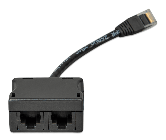 Victron RJ45-splitter 1xRJ45 male/15cm cable/2xRJ45 female - front-angle