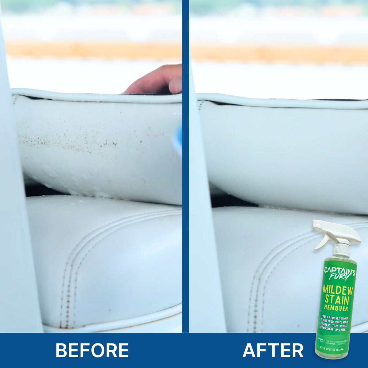 Mildew stain before and after