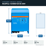 Victron MultiPlus 12/3000/120-50 230V PMP123021010 dimensions: 14.3 x 10.2 x 8.6 in (362 x 258 x 218 mm), 39.7 lb