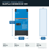 Victron MultiPlus-II 48/3000/35-50 120V PMP482305100 dimensions: 22.5 x 10.9 x 5.8 in (572 x 277 x 147 mm), 41.9 lb