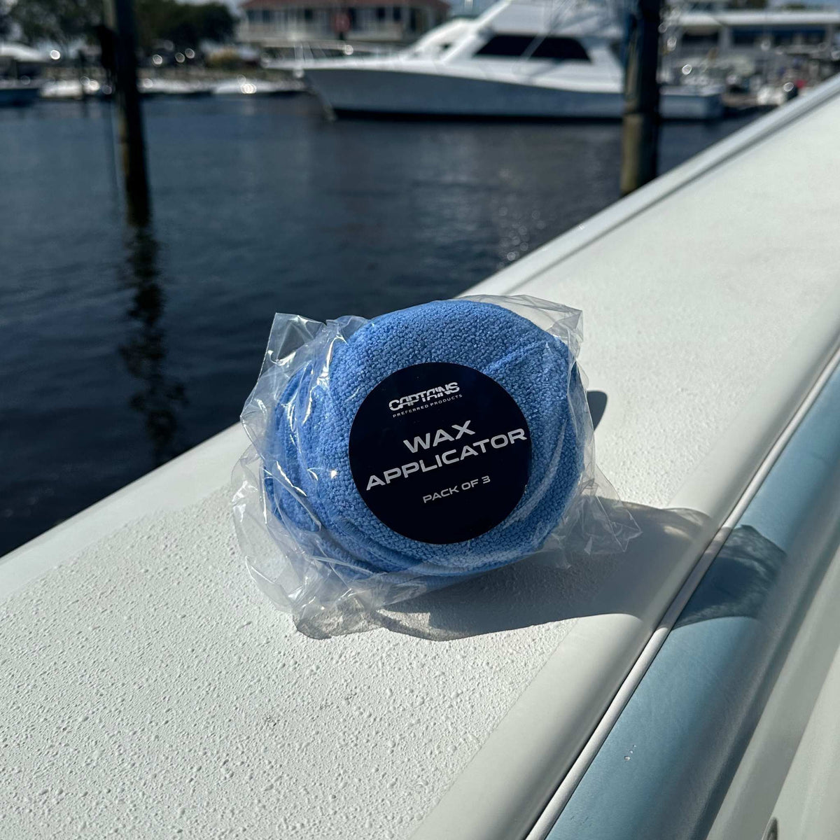 Wax applicator pads on boat